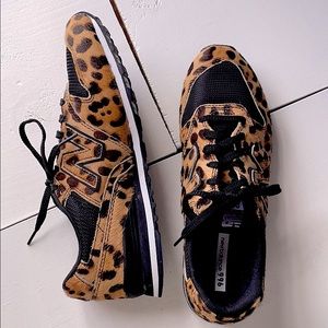 New balance leopard fur sneakers size 9